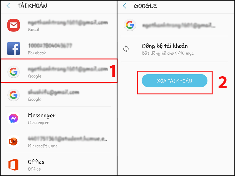 X&oacute;a t&agrave;i khoản Google